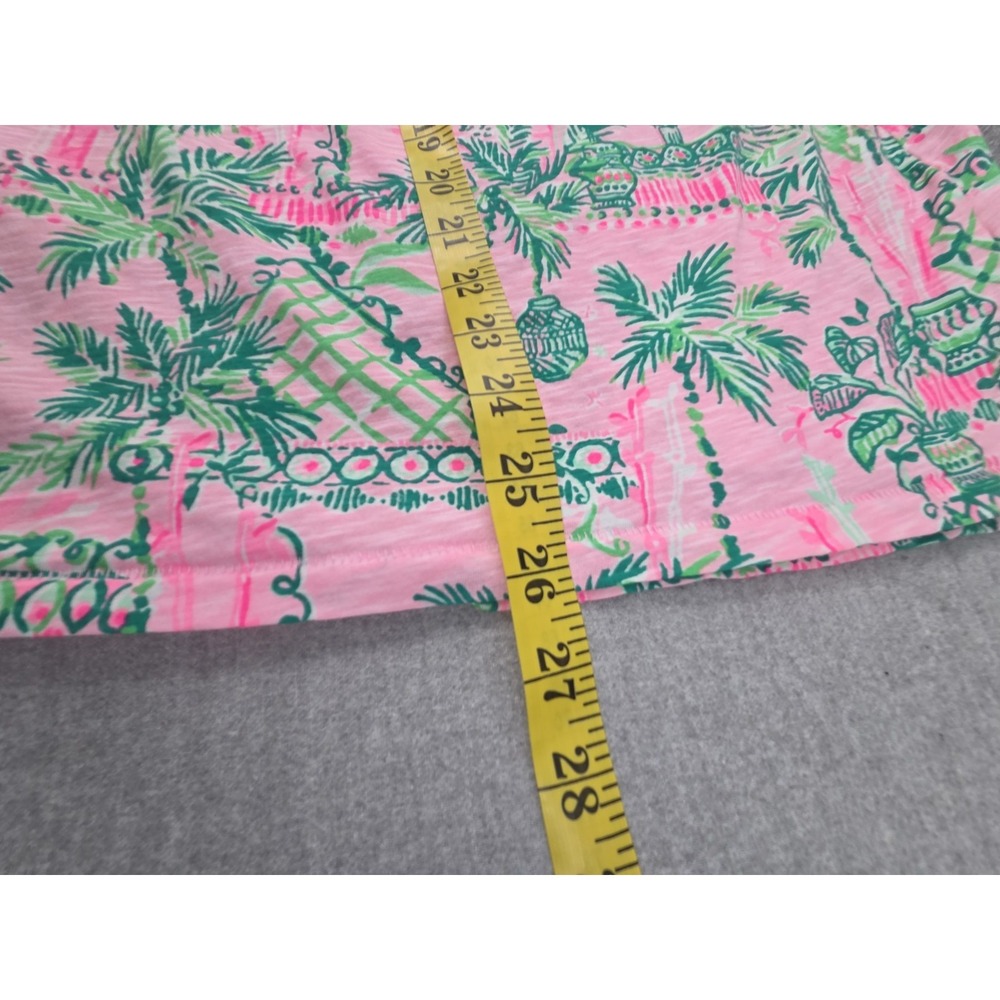 Lilly Pulitzer M Hot Pink Tropical Print V-neck T-shirt Top Resort Cruise Wear - Picture 7 of 8